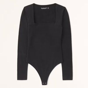 Abercrombie & Fitch Long-Sleeve Cotton Seamless Fabric Squareneck Bodysuit (S)
